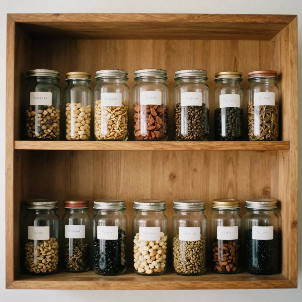 Estantería organizada con especias